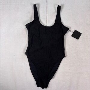 DIXPERFECT Retro‎ One Piece Swimsuit Small Black High Cut Low Back 80s 90s New